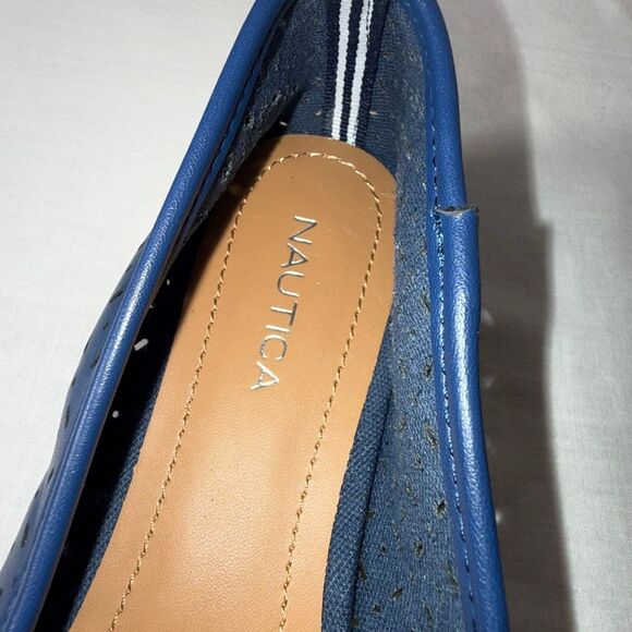 Nautica Navy Blue Perforated Ballet Flats | Bow Accent Slip-On Shoes | Casual Co - Picture 10 of 11
